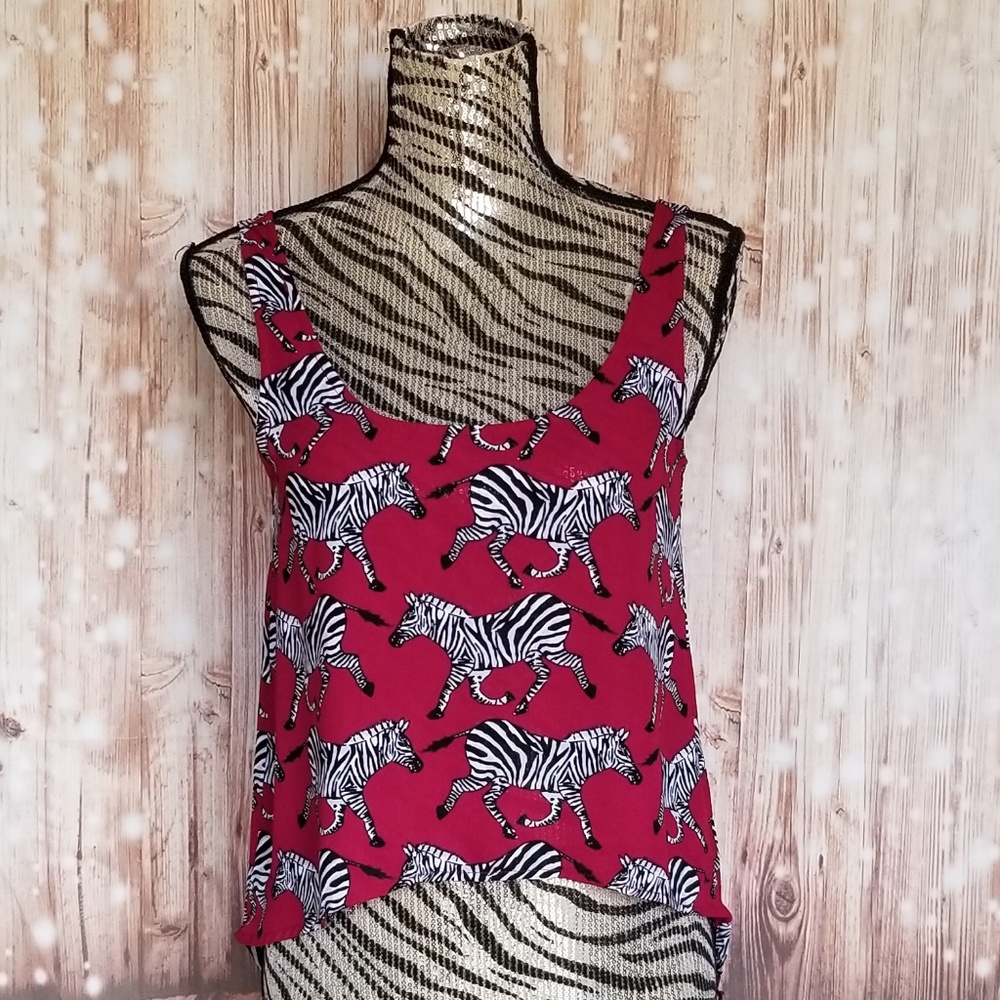 Zebra high-low tank top size small